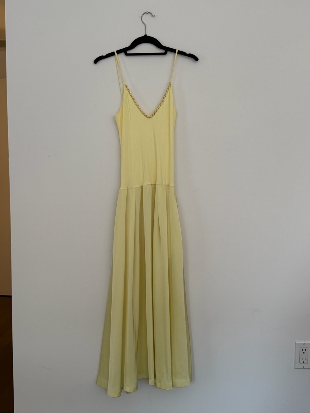 Yellow Spaghetti-Strap Maxi Dress